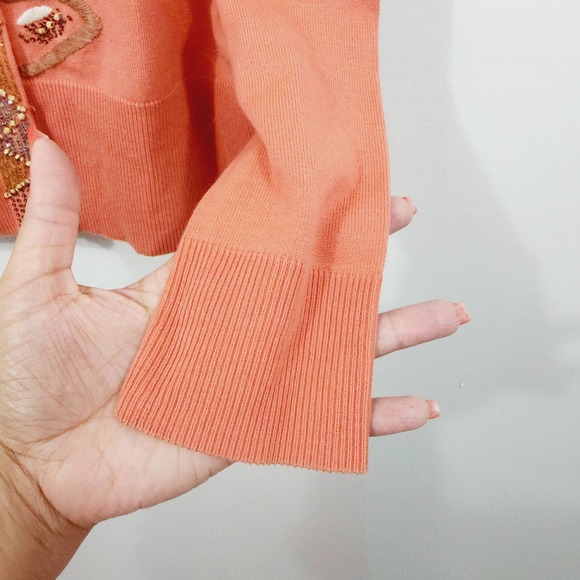 Parisian Signature Beaded Button Front Knit Cardigan Sweater Women's Size XL - Picture 4 of 12